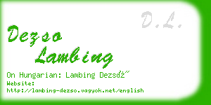 dezso lambing business card